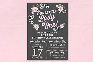 1st Birthday chalkboard invitation