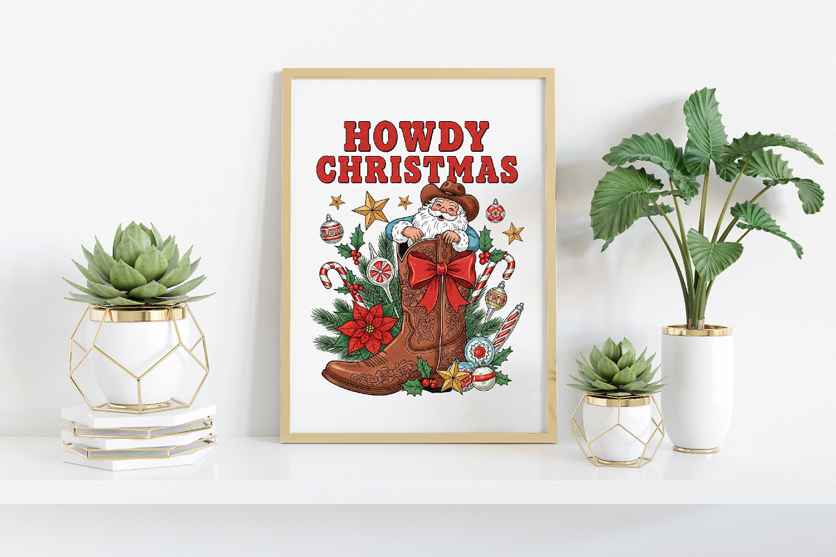 Howdy Christmas Cowboy Santa PNG, an Illustration by Craft Nest (Photo 3 of 6)