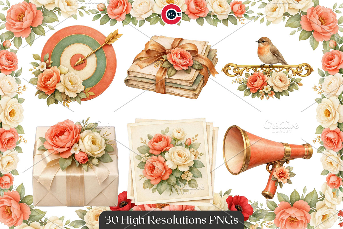 Vintage Botanical Floral Frames, an Object Graphic by C-Kav (Photo 2 of 14)