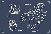SEAFOOD (30+ illustrations), a Food Illustration by Bonfloret Studio (Thumbnail 2 of 9)