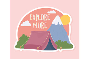 explore more, camping, an Illustration by studiogstock