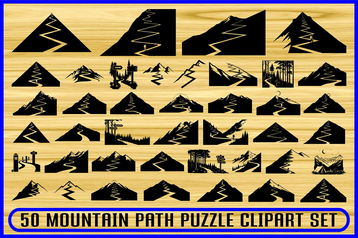 Mountain Path Puzzle Clipart Set, an Object Illustration by Gfx_Store (Photo 1 of 12)