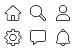 Vector Modern Mobile UI Icons, an Outline Icon by adenpinkstore