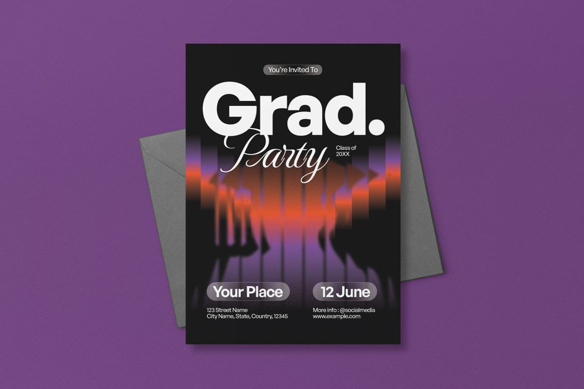 Black Graduation Party Invitation, an Invitation Template by graphicook (Photo 3 of 3)