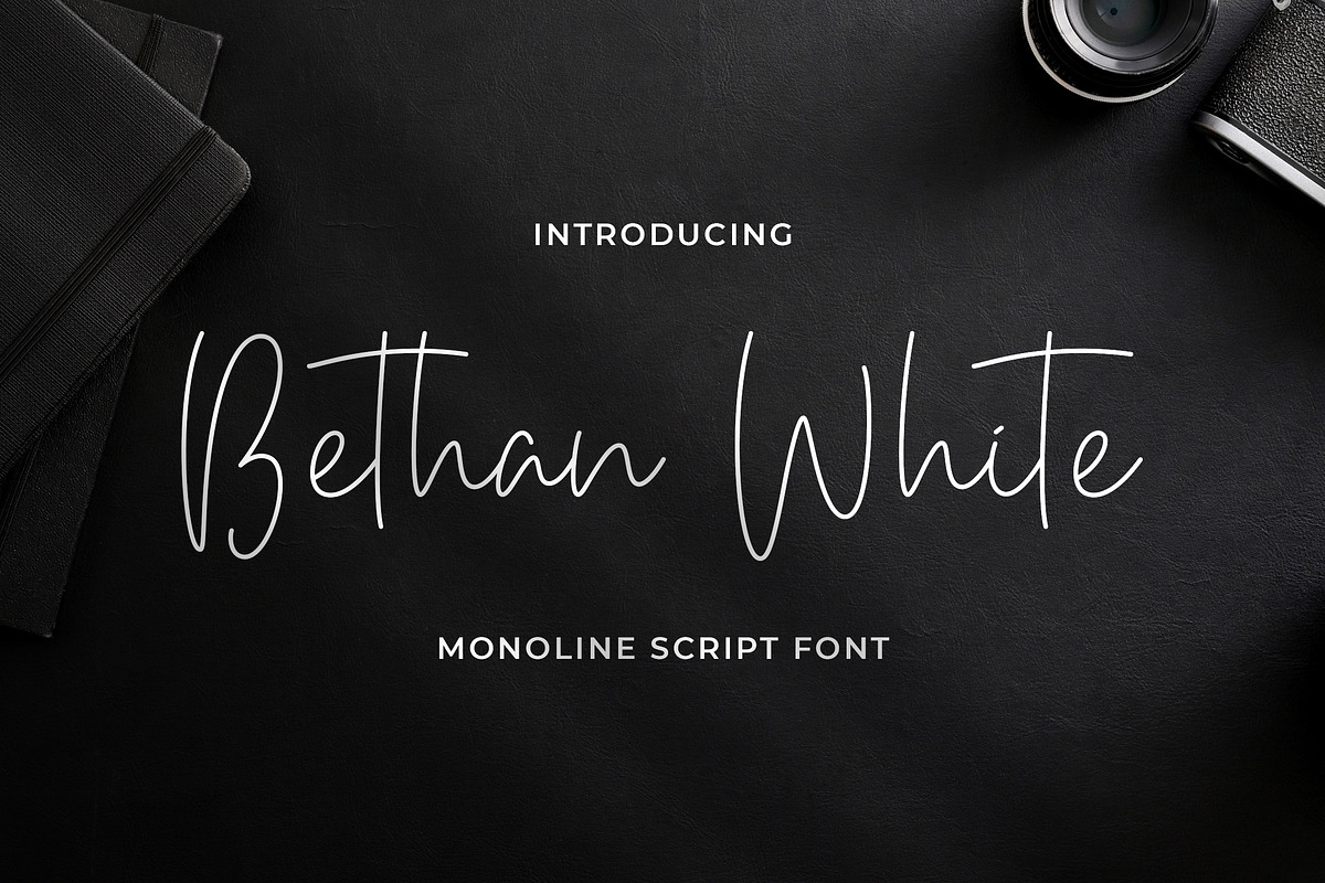 Bethan White - Monoline Script Font, a Script Font by StringLabs (Photo 1 of 14)