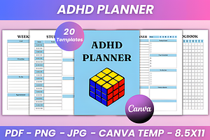 ADHD Planner Kdp Interior, a Social Media Template by Coco Bloom