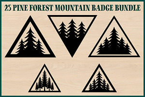 25 Pine Forest Mountain Badge Bundle, an Empty State Illustration by Artivon
