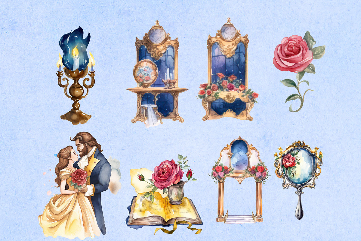 Beauty and the Beast Watercolors, an Object Graphic by Hues of Hodges (Photo 3 of 4)