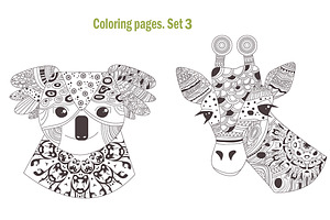Coloring pages. Animals. Set 3