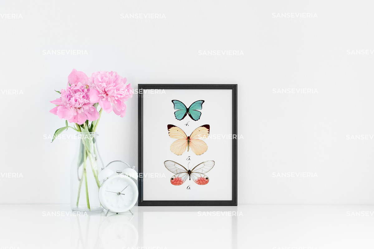 8x10 frame mockup black 4:5 peonies, a Print Template by Grace White (Photo 2 of 4)