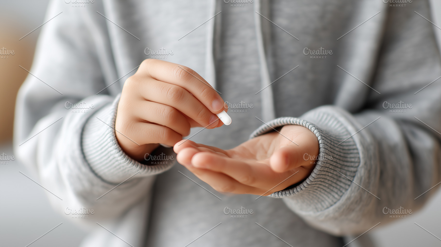 Close up of a child in gray hoodie, a Health & Medical Photo by MistyDay