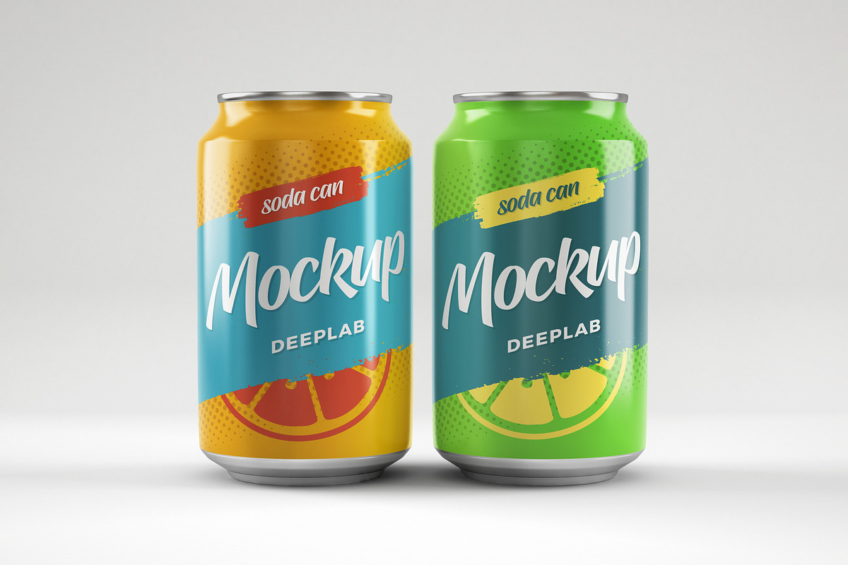 Soda Can Mockup Set, a Packaging Mockup by Deeplab (Photo 14 of 17)