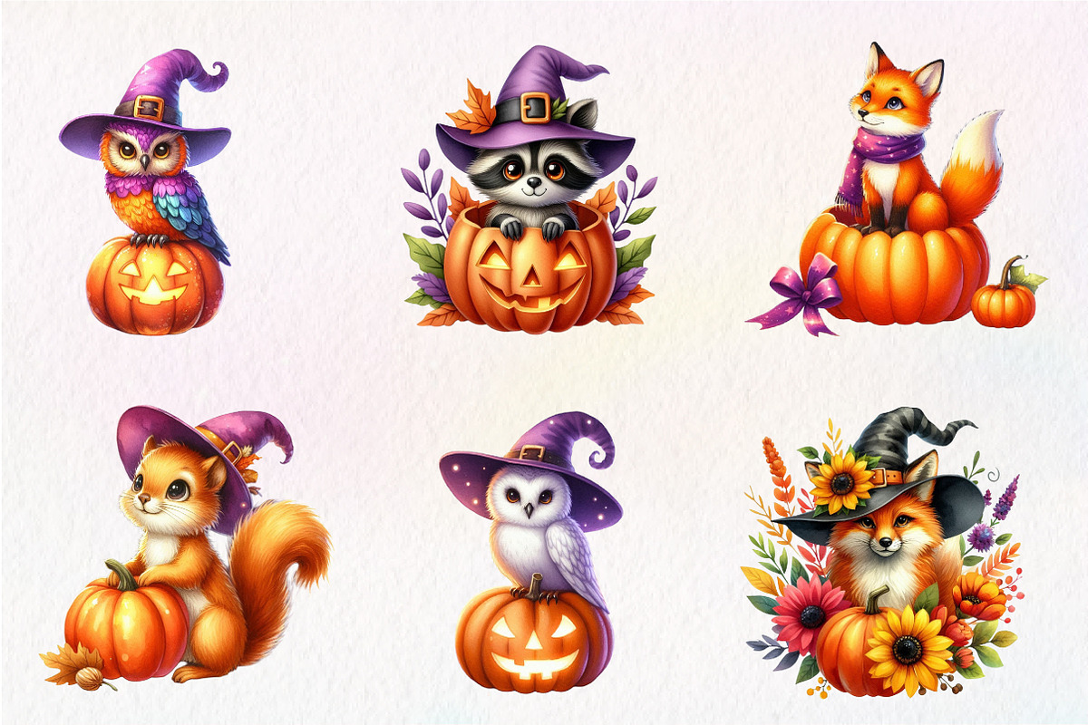 Animals in pumpkin clipart, an Illustration by CreationArt (Photo 2 of 5)