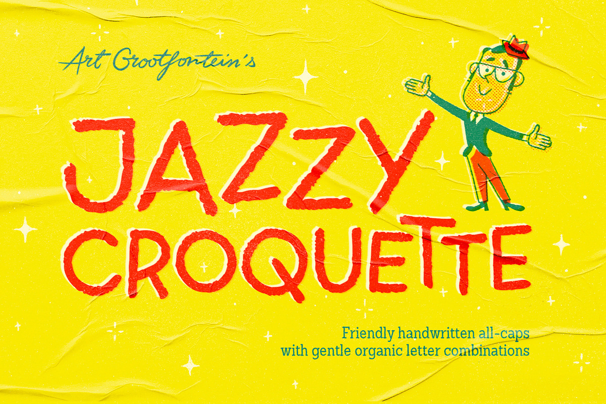 Jazzy Croquette, a Sans Serif Font by Art Grootfontein (Photo 1 of 13)