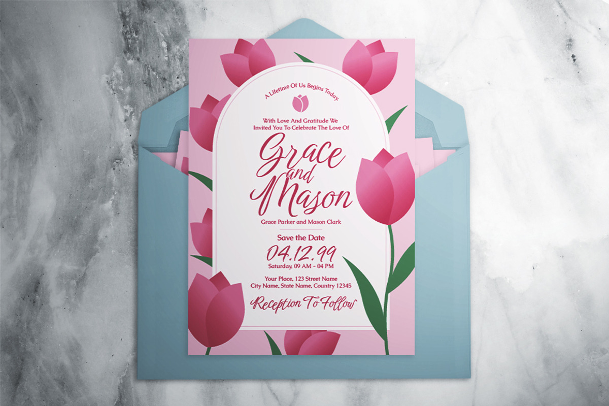 Flower Wedding Invitation Suite, an Invitation Template by The Good Store (Photo 2 of 4)