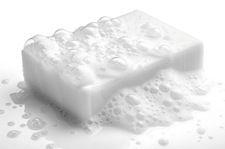 Soap with foam on white background, a Beauty & Fashion Photo by AlyaAnd