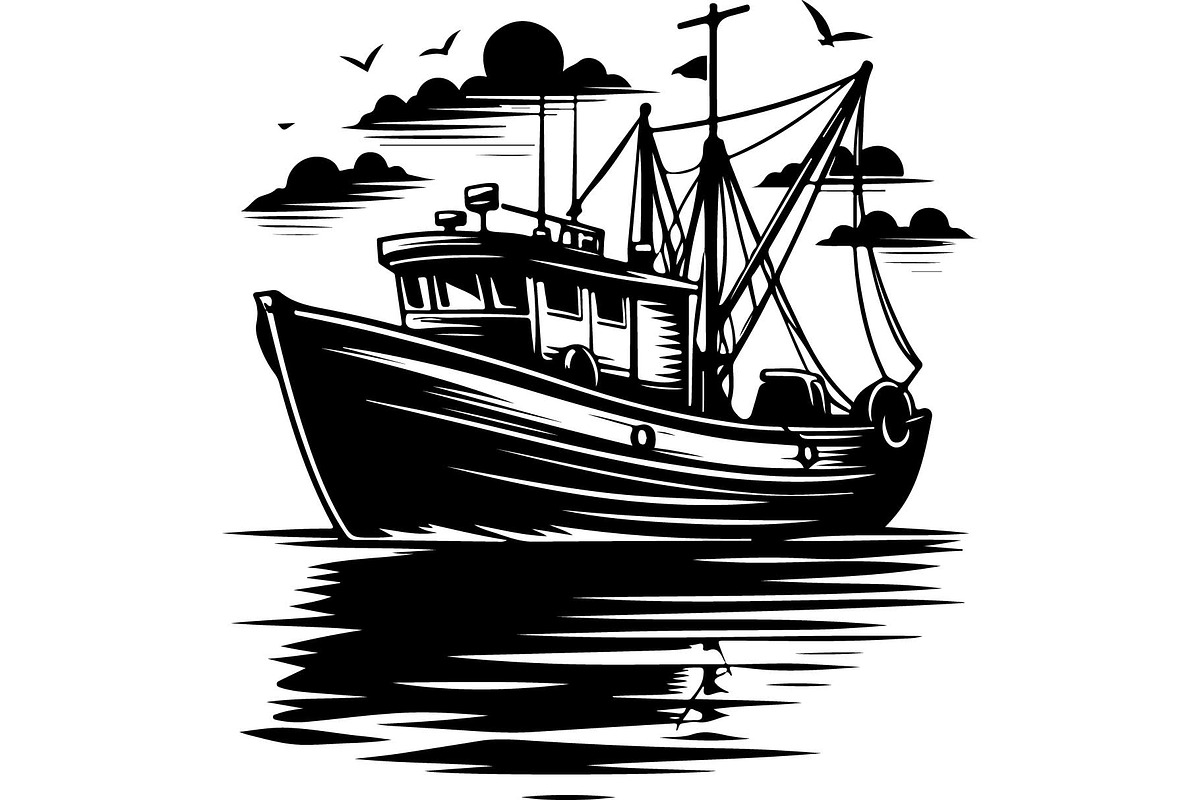 Black Fishing Boat Bundle, an Object Graphic by jahid234 (Photo 3 of 13)