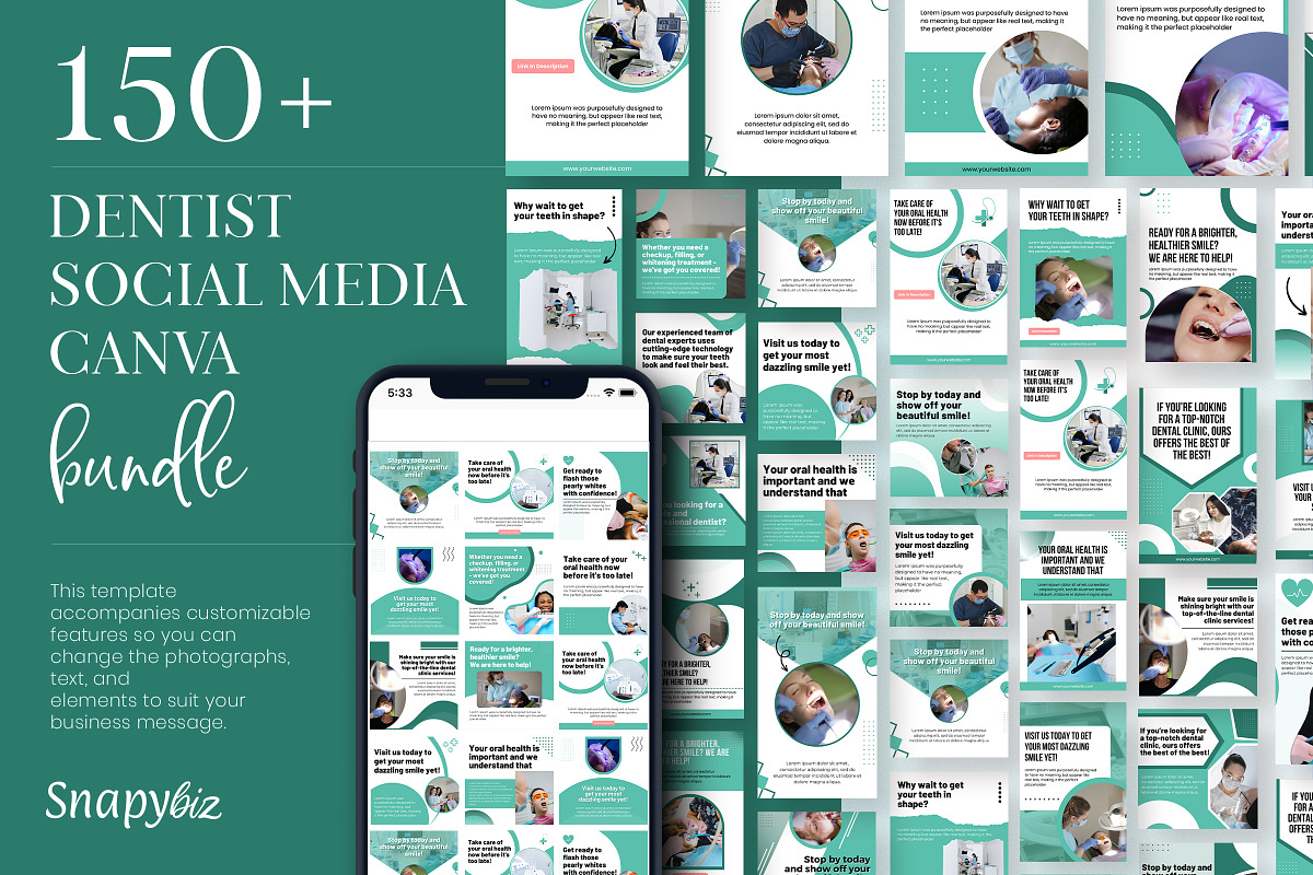 Dental Social Media Template Bundle, a Presentation Template by Snapybiz (Photo 2 of 9)
