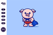 Simple Cute Super Pig Hero cartoon, an Animal Illustration by Satisfactoons (Thumbnail 3 of 3)