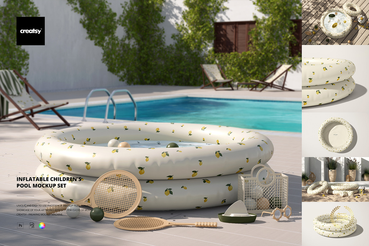Inflatable Children's Pool Mockups, a Merchandise Mockup by creatsy5