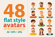 48 flat style male&female avatars, an Icon by Giraffarte (Thumbnail 1 of 2)