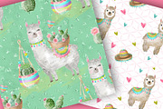Cute Llamas digital paper pack, a Pattern Graphic by designloverstudio (Thumbnail 2 of 7)