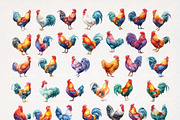 Rooster Watercolor Clipart 33 PNG, an Animal Illustration by EleSArtDesign (Thumbnail 2 of 4)