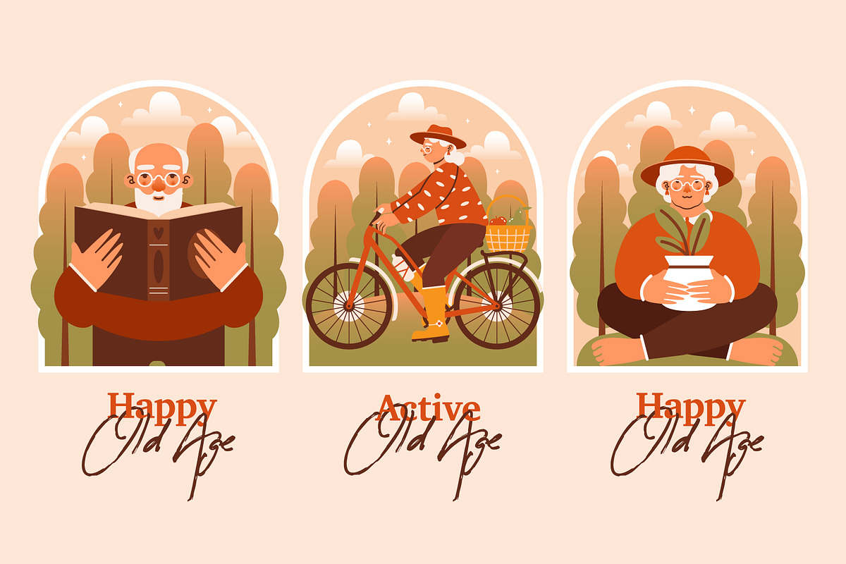 Grandparent's Day. Active old age., a Person Illustration by Renberrry.Store (Photo 2 of 10)