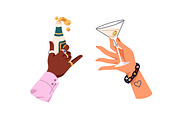 Hands holding alcohol drinks set, a Food Illustration by PaperTrident (Thumbnail 6 of 11)