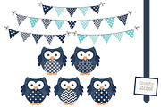 Blue Owl Clipart, an Animal Illustration by Amanda Ilkov (Thumbnail 2 of 3)
