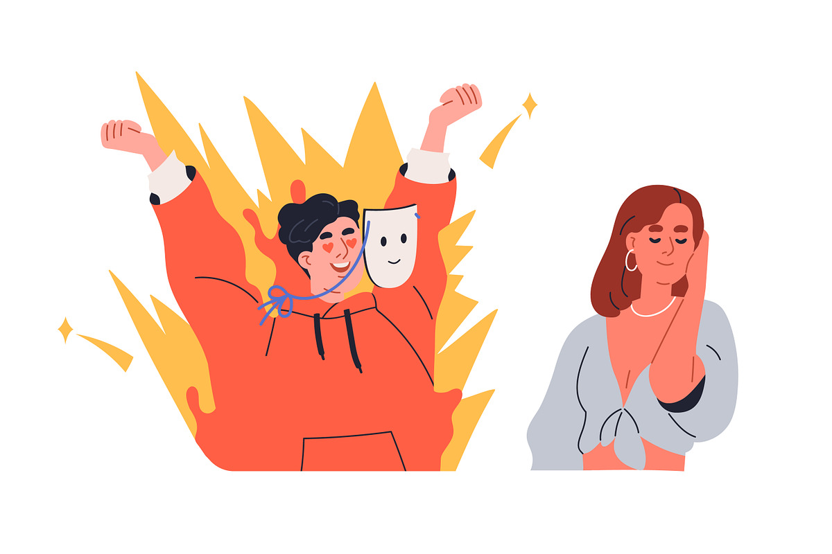 People behind fake mask concept set, a Person Illustration by Good Studio (Photo 10 of 11)