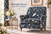 Midnight Heron | Botanical Wallpaper, a Wallpaper Graphic by by creative paper (Thumbnail 13 of 15)