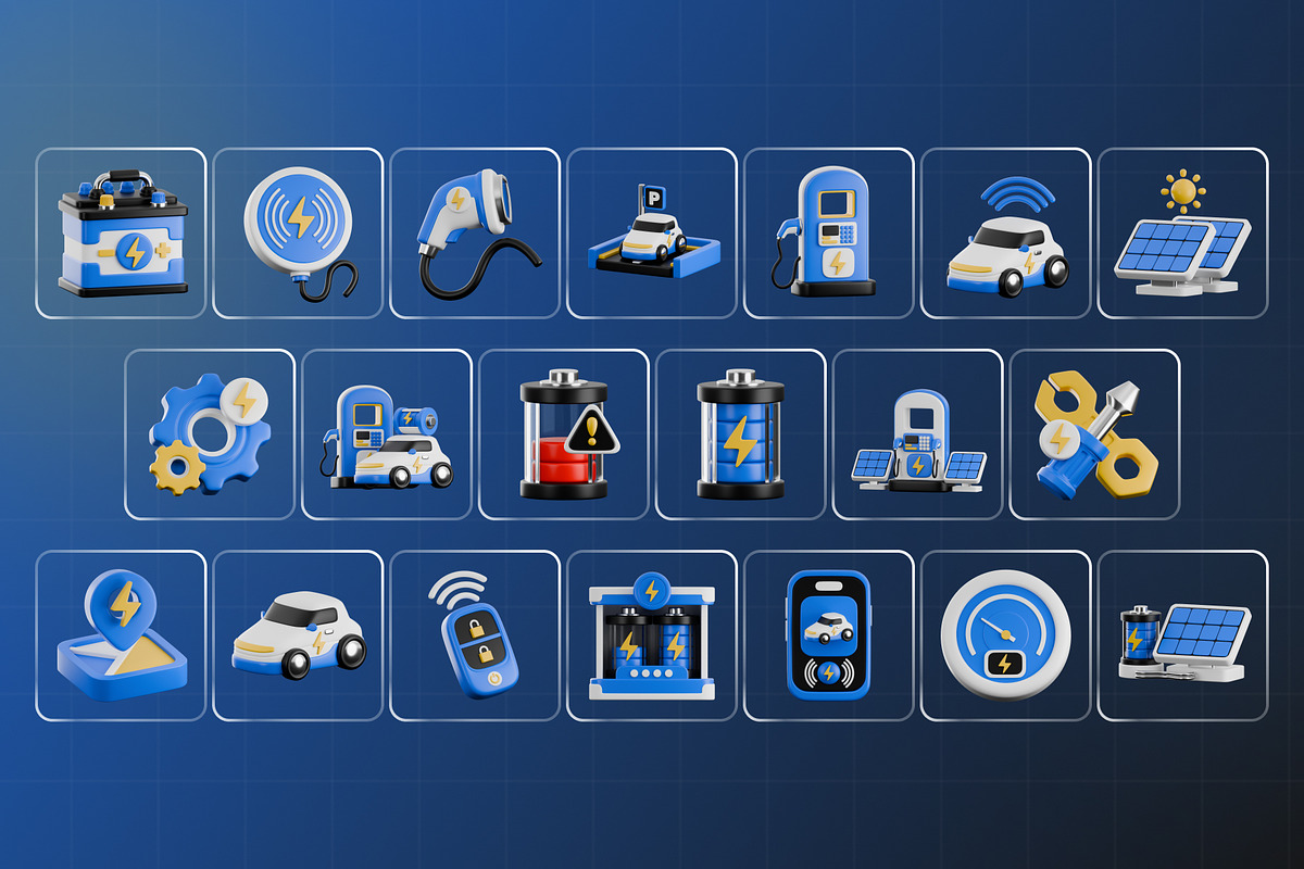 Electric Car 3D Icon Pack, an Object 3D Model by Haps Space (Photo 4 of 4)