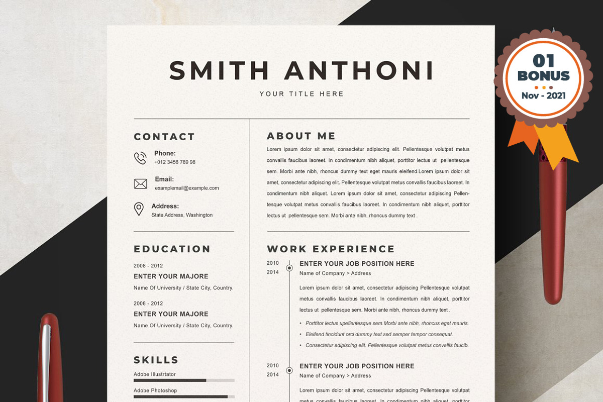 Resume/CV Bundle | 200+ for $29, a Resume Template by ResumeInventor (Photo 202 of 207)