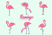 42 Set Cute Flamingo pink Bird, an Animal Illustration by Morspective (Thumbnail 3 of 9)