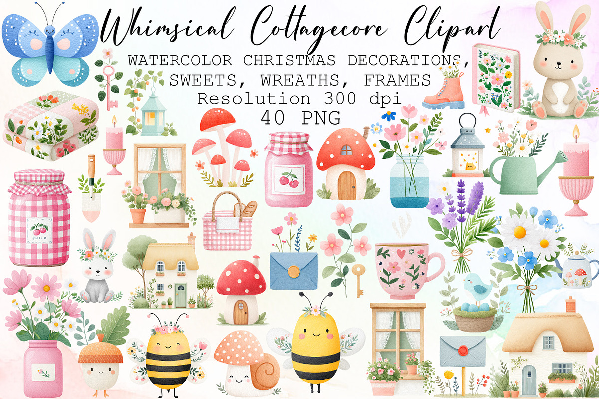 Whimsical Cottagecore Clipart Set, an Illustration by Sublimation Artist (Photo 1 of 6)