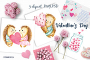 Valentine's Day watercolor clipart, an Animal Illustration by Colibri Watercolor (Thumbnail 1 of 4)