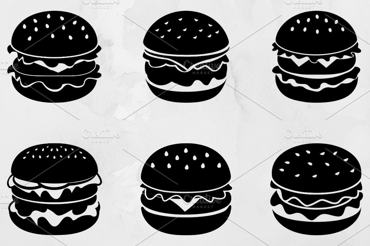 Hamburger Silhouette SVG, a Food Illustration by newminddesign (Photo 1 of 3)