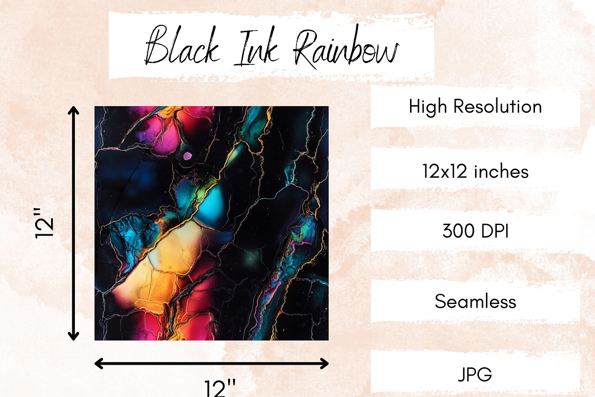 Black Ink Rainbow Seamless Print, a Pattern Graphic by Paper & Pattern Studio (Photo 4 of 9)