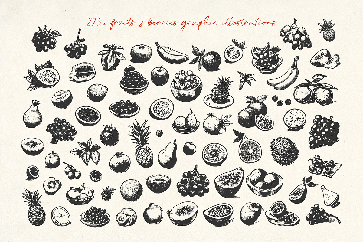 275+ Fruits & Berries Illustrations, a Food Illustration by La Petite Line Art (Photo 3 of 11)
