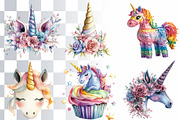 17 Unicorn B-Day Party Watercolors, an Animal Illustration by Loony Dream Designs (Thumbnail 2 of 5)