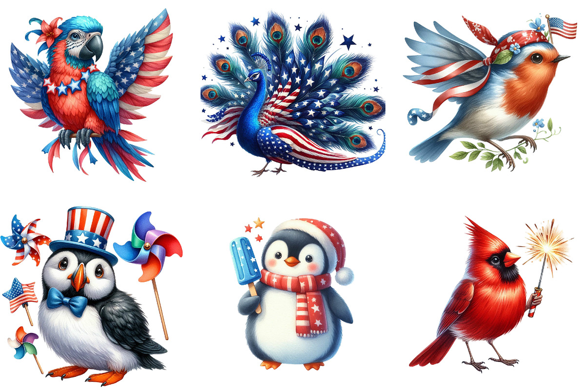 4th of July Bird Sublimation Clipart, an Illustration by DreamArtGraphic (Photo 4 of 4)