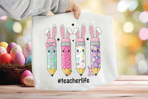 Easter Teacher Pencil PNG, an Illustration by CraftArtStudio