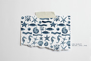 Indigo Sea Marine Watercolor Pattern, an Animal Illustration by YarovaArt (Thumbnail 3 of 12)