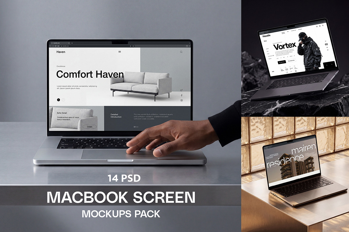 MacBook Screen Presentation Mockups, a Mac Mockup by Dikarte.Store (Photo 1 of 17)