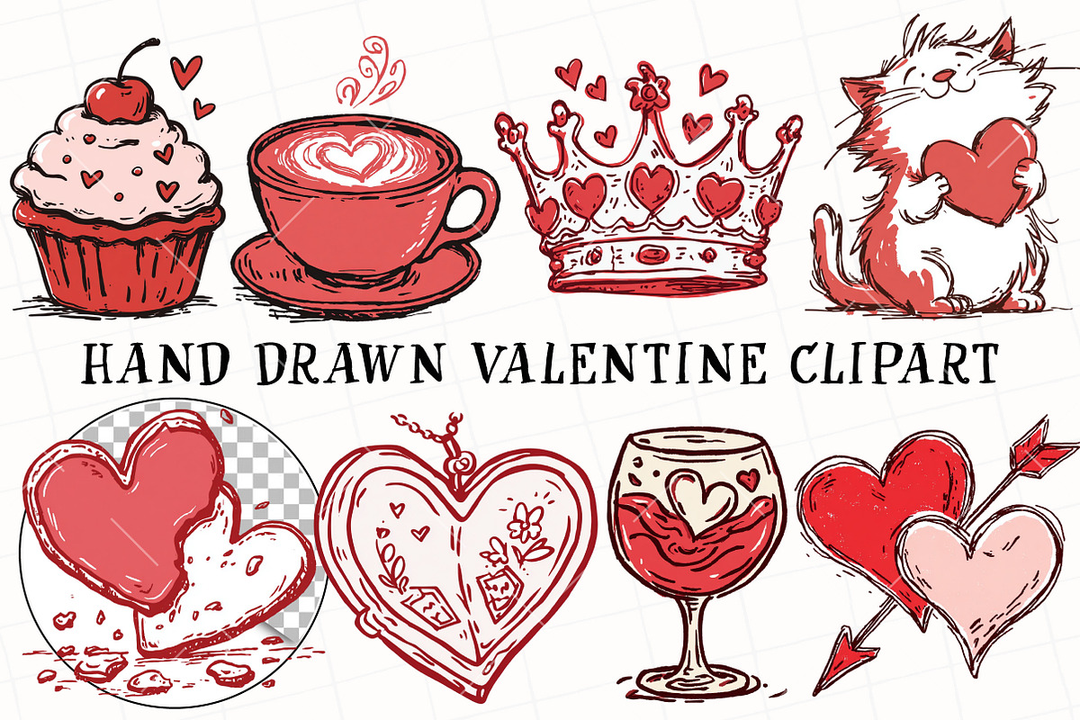 Hand Drawn Valentine Clipart, an Illustration by OK Design (Photo 2 of 6)