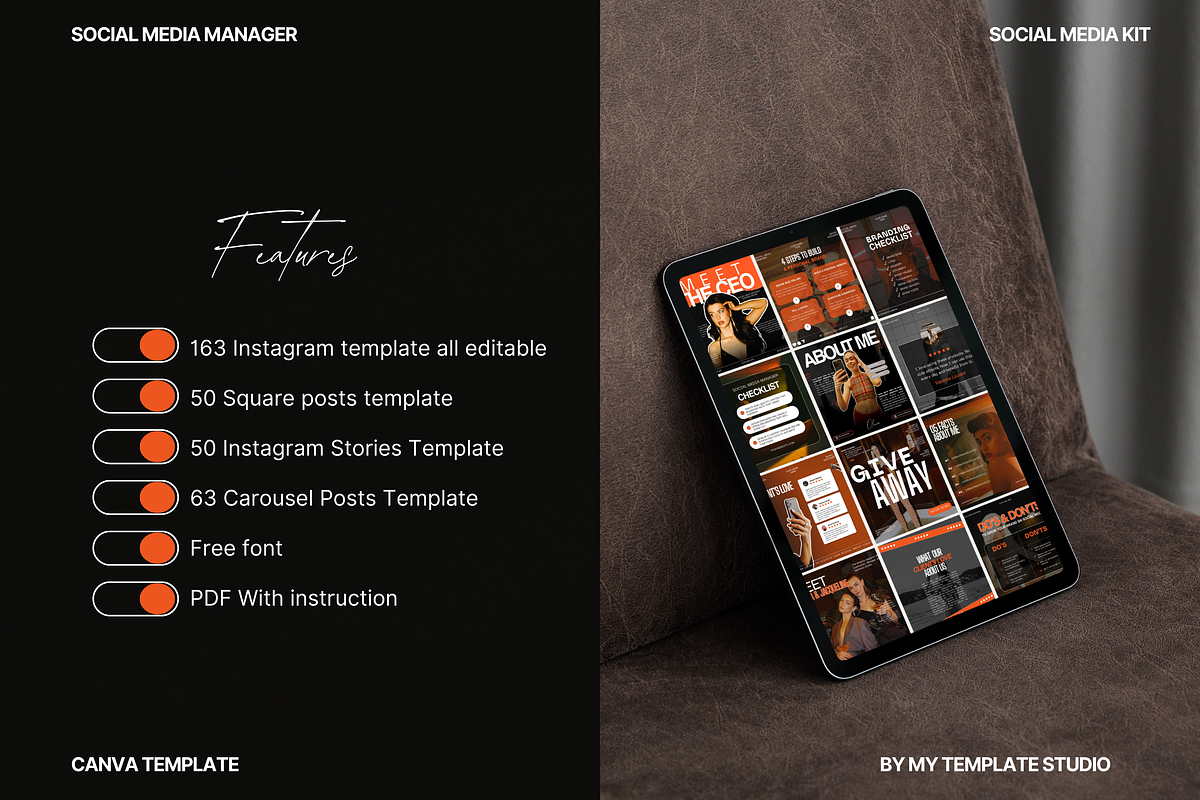 Black & Orange Social Media Template, a Social Media Template by My Template Studio (Photo 4 of 19)