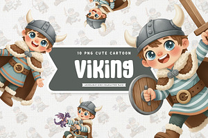 Friendly Viking Kid Cute Cartoon, a Person Illustration by Gohsantosa