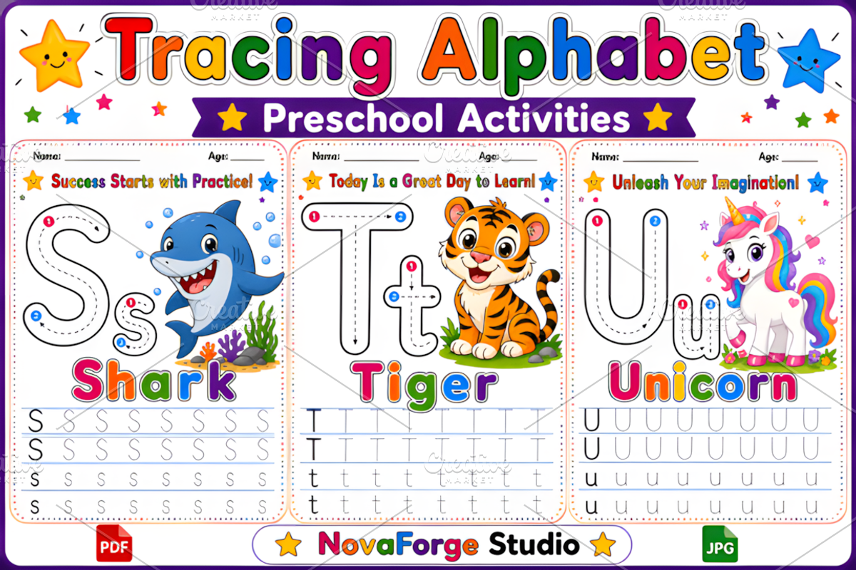 Preschool Alphabet S-T-U Worksheets, a Marketing Template by Ink Gallery (Photo 1 of 2)