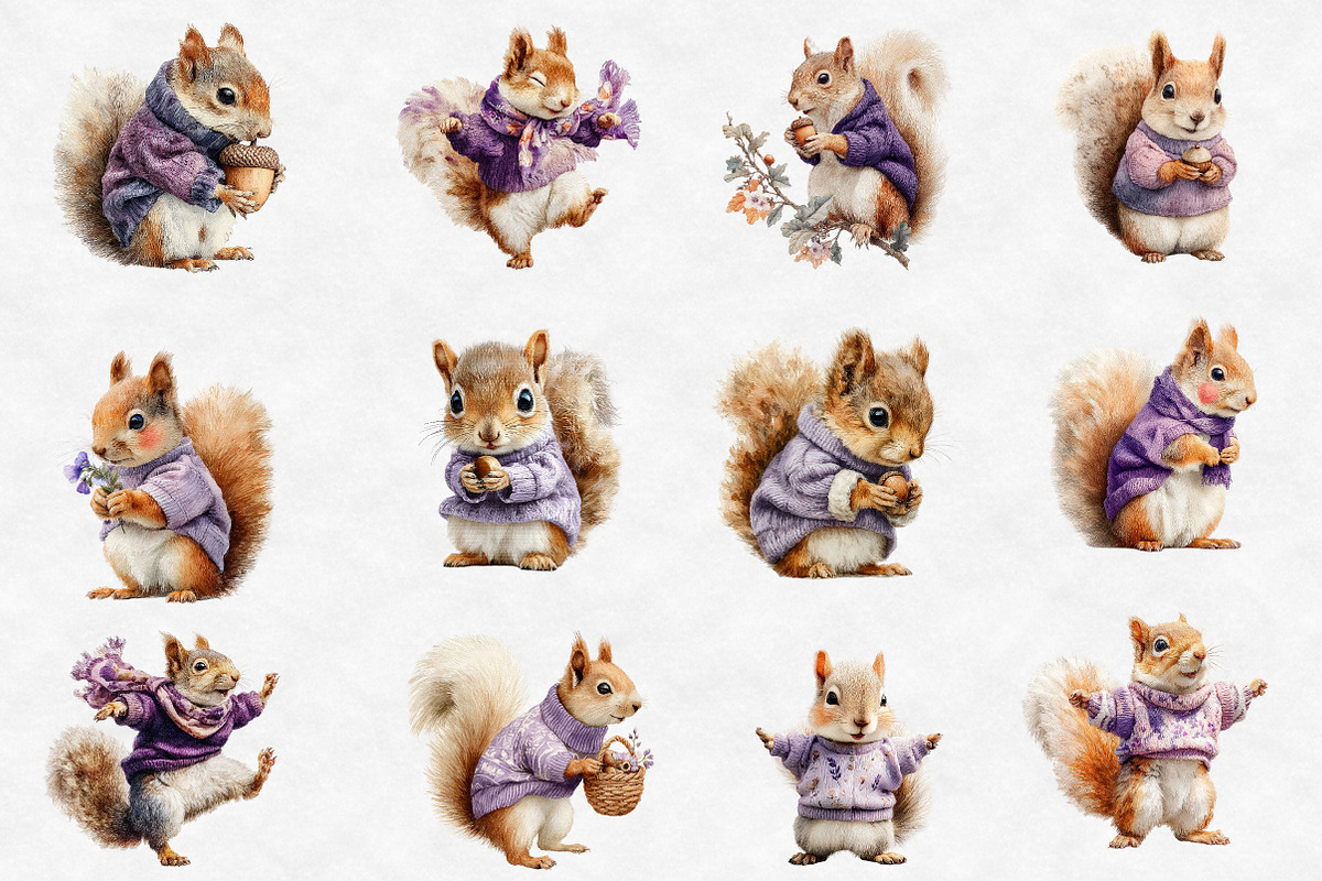 Watercolor Spring Squirrel Clipart, an Illustration by Designworld (Photo 2 of 6)